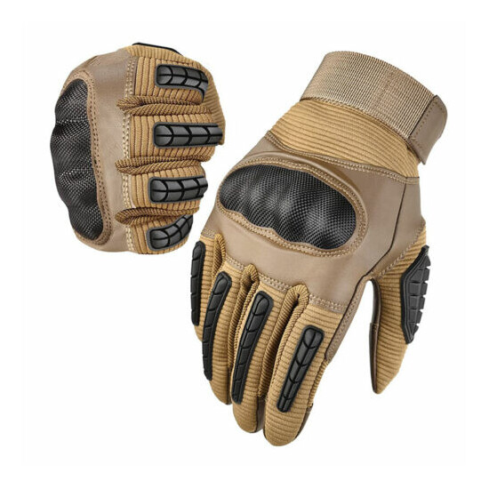 Full Finger Men's Gloves Leather Touchscreen Motorcycle Hunting Driving Working  image {2}