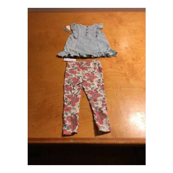 $55 Girls Calvin Klein jeans toddlers 2 PC legging outfit P134 T image {3}