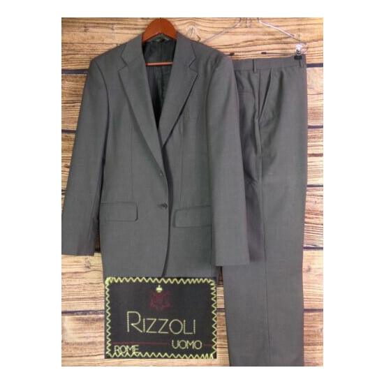 Rizzoli Mens 2 Piece Suit Charcoal Gray Super 140s 38R Waist 32 image {1}