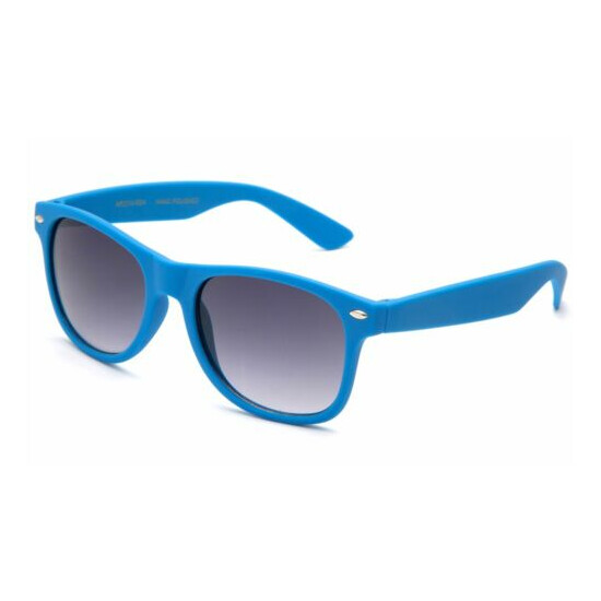 Kids's Sunglasses Horned Rim Solid Color Rubber Frames w/Temple Accents! image {2}