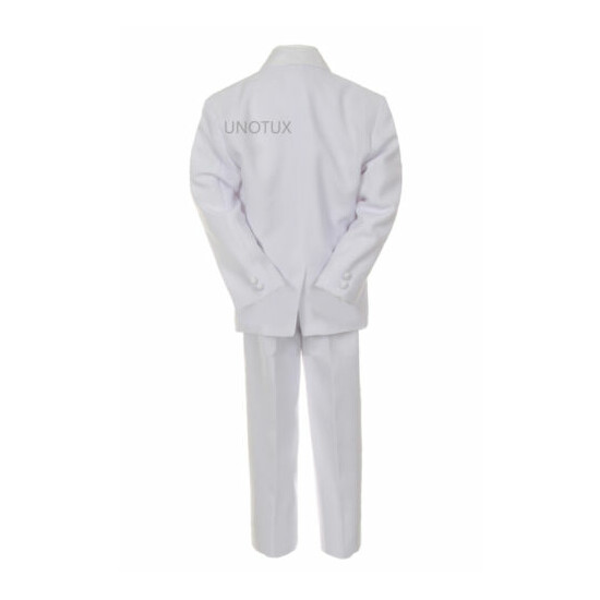 Baby Boy Formal Wedding Party 7PC White Tuxedo Suit Color Pick Vest Bow Tie S-7 image {4}