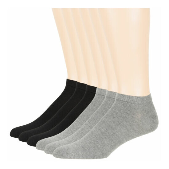 Men's Bamboo 6 Pack Thin Casual Low Cut Socks Black Grey Large 10-13 image {1}