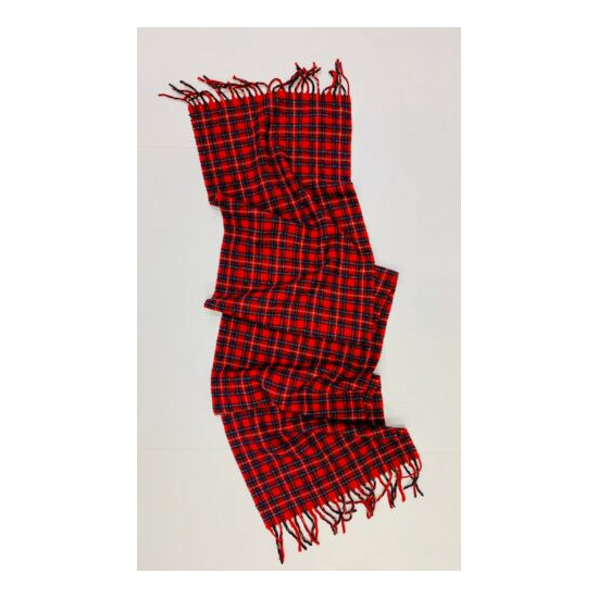 Vtg GAP Wool Scarf Xmas Holiday Red Plaid Made in Italy Cozy Soft Warm Fringed image {1}