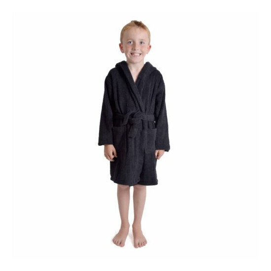 Kids Childrens 100% Cotton Bathrobe Terry Towelling Hooded Bath Robe Gown 7 - 13 image {3}