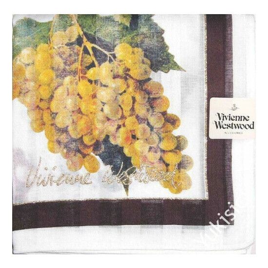 Vivienne Westwood Japan Cotton Handkerchief Grapes +Gold Logo Mute Stripes-50cm  image {4}