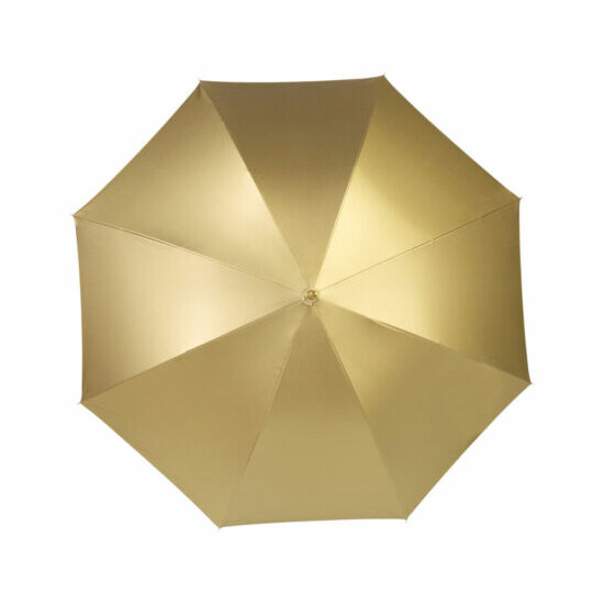 Gold Silver Metallic Automatic Umbrella with Crook Handle Wedding Brolly Walking image {3}