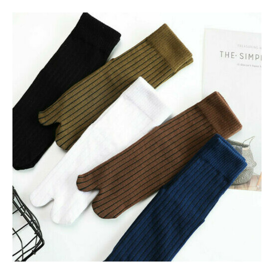 5 Pair Men Cotton Tabi Socks Two Toe Socks Japanese Style Assorted Color Casual image {3}