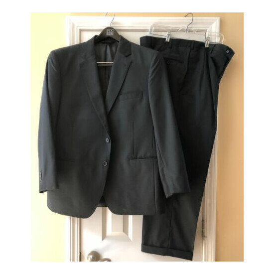 Jos. A. Bank Signature Gold 100% Wool Black Suit 46 Pants 36 Pleated & Cuffed image {1}