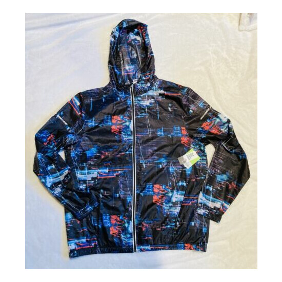DICK'S (DSG) mens large lightweight running jacket. Glitch colorful print. NEW! image {1}