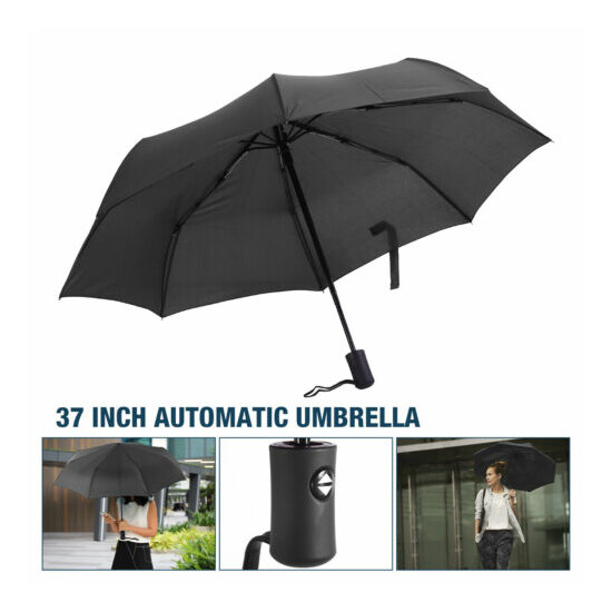 Automatic Black Umbrella Anti-UV Sun/Rain Windproof 3 Folding Compact Umbrella image {3}