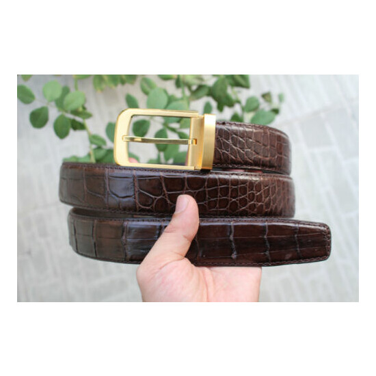 Brown Real Alligator ,Crocodile Leather Skin Men's Belt No-Jointed W 1.3 inch image {3}