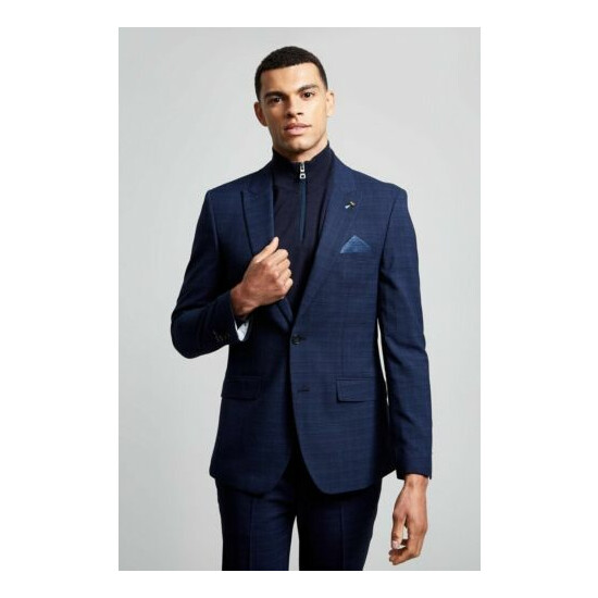 Burton NWT UK size 42R navy blue check lined smart slim fit suit blazer *  image {1}