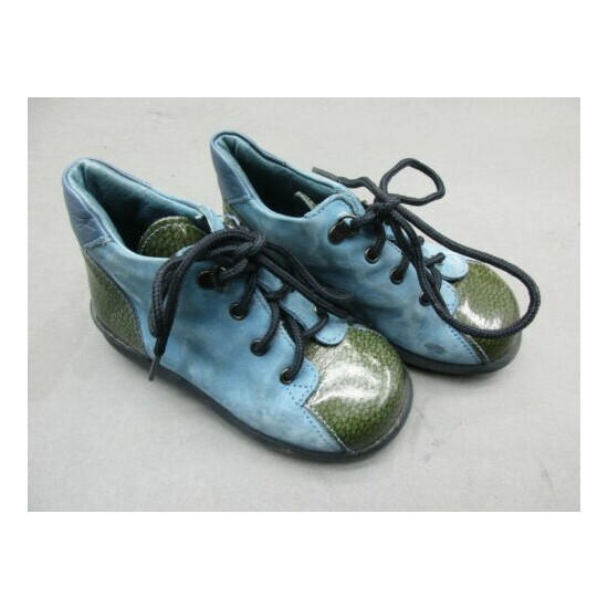 Micio Size 6 Baby Boy Lace Leather Blue/Green Made In Italy Ankle Boots 1h image {1}