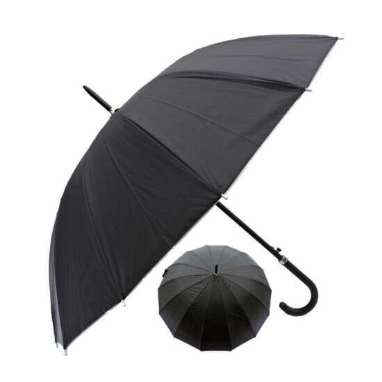 Rain Sun UV Protection Umbrella 42" Canopy Windproof Black w Sliver  image {1}