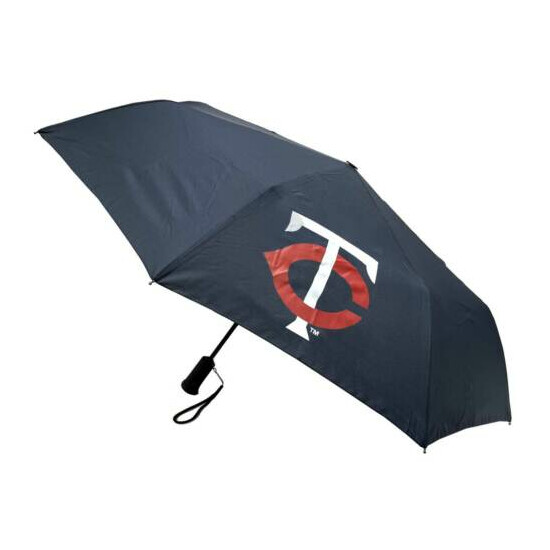 Storm Duds Minnesota Twins 42” Automatic Folding Umbrella With Flashlight – Navy image {1}
