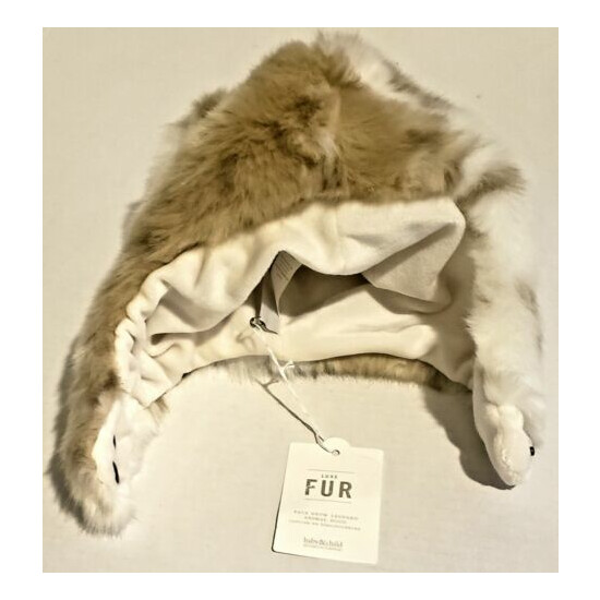 RH Baby & Child Luxe Fur Faux Snow Leopard Animal Hood Hat 0-12M New NWT image {2}