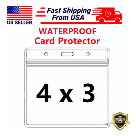 1-5 Pcs WATERPROOF Vaccination Card Holder Record 4x3" Zip Clear ID Card Holder image {1}