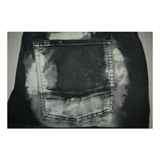 Makobi Men's Moto Style Skinny Distressed Bleached Black Denim Jeans Sz 52x34 image {2}