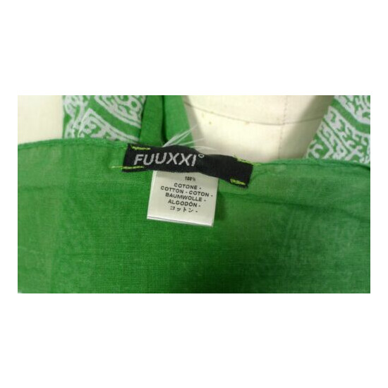 Fuuxxi Green & White Bandana Print Cotton Double Sided Scarf MSRP $100 image {3}