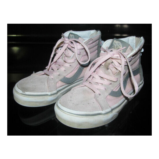 Vans of The Wall Girls Pink Gray High Top Sneakers Shoes Zipper Back Size 11 NWT image {2}