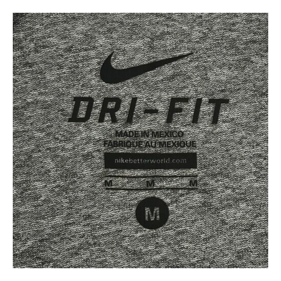 Nike Dri-Fit Mens Activewear Long Sleeve T-Shirt Gray Heathered Crew Neck M image {5}