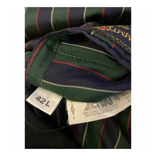 VTG Tommy Hilfiger Black Wool Blend Three Button Lined Suit Jacket Size 42L USA image {4}