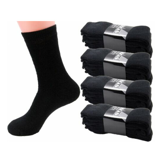 3 6 12 Pairs Mens Black Sports Athletic Work Crew Cotton Socks Size 9-11 10-13 image {1}