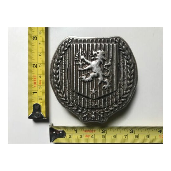 Rare,solid,Heraldic,Lion,Coat of Arms,Shield belt buckle.Old silver plaiting . image {3}