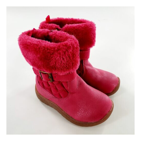 OshKosh B'Gosh Honey G Quilted Winter Boot Toddler 7 Pink Faux Fur Brand New image {4}
