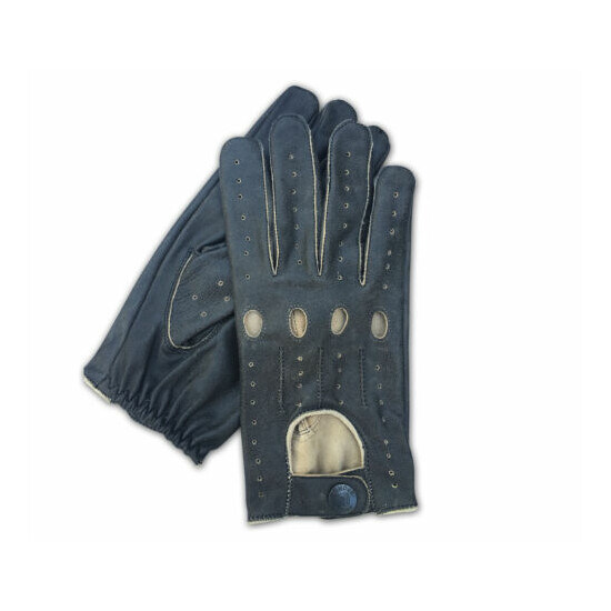 Prime Sports Men's Real Cow Nappa Cracker Leather Classic Fashion Driving Gloves Thumb {3}