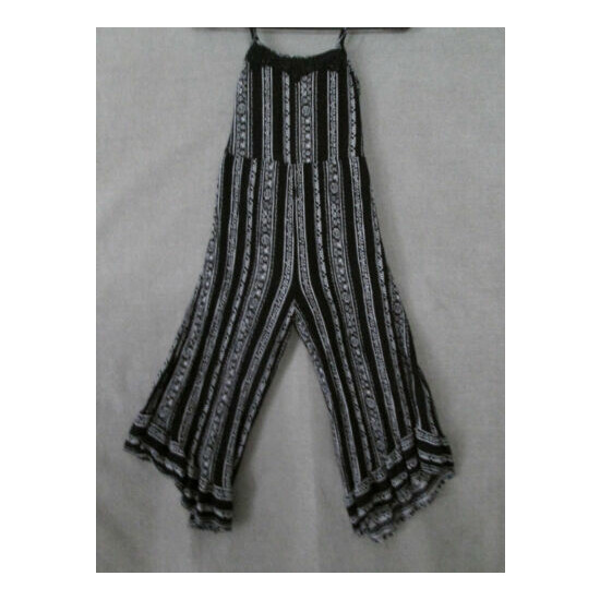 Art Class 6/6X Small Girls Jumpsuit Romper Black White Striped Floral Straps  image {1}