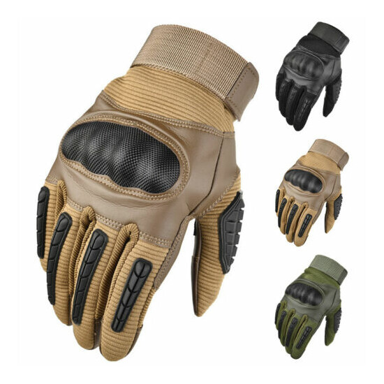 Full Finger Men's Gloves Leather Touchscreen Motorcycle Hunting Driving Working  image {1}