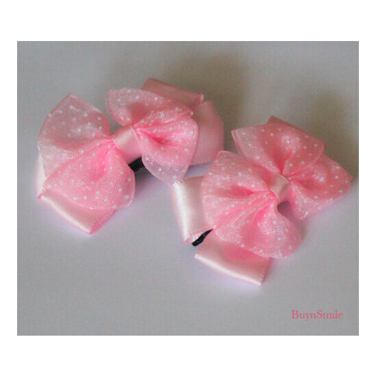 2 X HAIR CLIP BOW LACE ORGANZA CHRISTMAS BABY FLOWER  image {4}