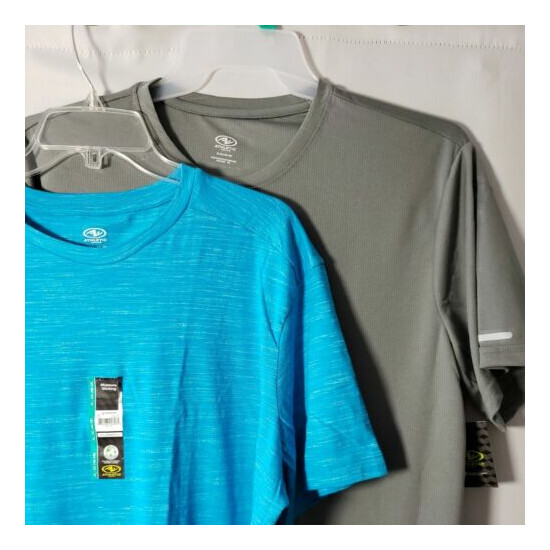Sz XL 2 Mens New Athletic Moisture Wicking Aqua & Gray Sports T-Shirts (46-48)◇ image {2}