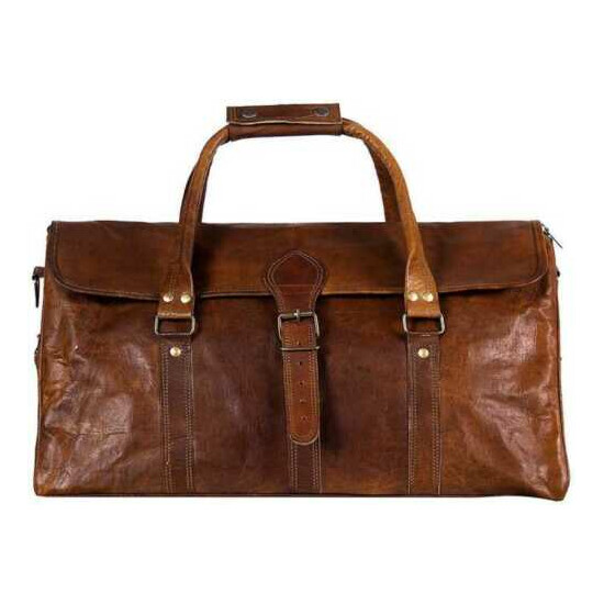 Vintage Real Soft Leather Men's HandBags travel tote duffle gym shoulder bags image {1}