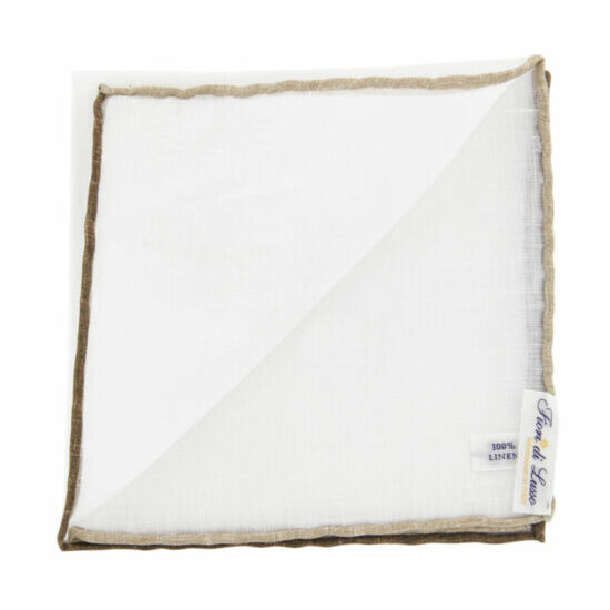 $100 Fiori Di Lusso White Solid Linen Blend Pocket Square - x - (839) image {2}