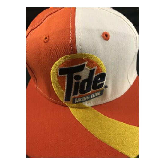 VTG Tide Racing Team Swirl Embroidered NASCAR Colorblock Made USA Snapback Hat image {2}