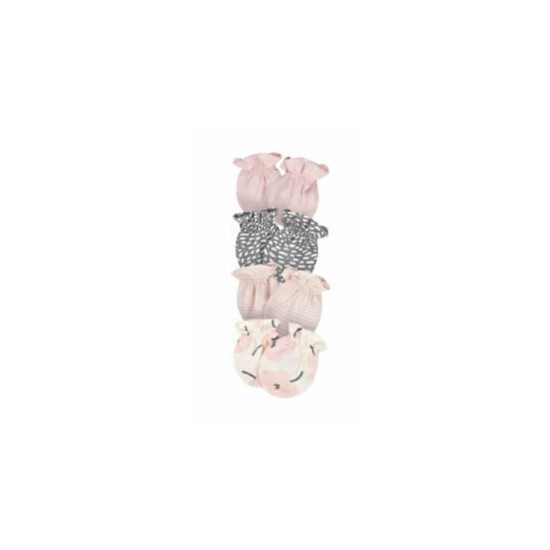 Gerber 4-Pack Baby Girl Floral Mittens, 0-3 Months image {1}