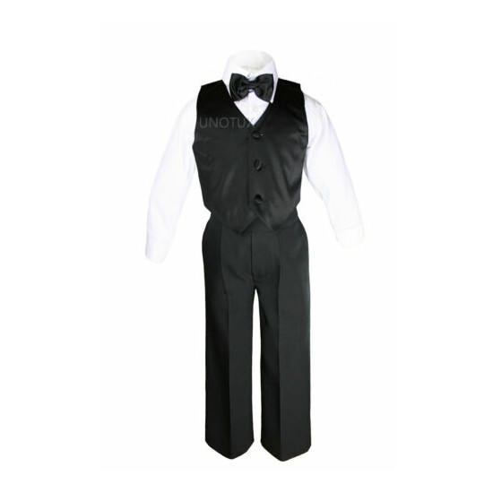 14 Color 7pcs Baby Boy Formal Wedding Black Suits Tuxedo Extra Vest Bow Tie S-20 image {4}