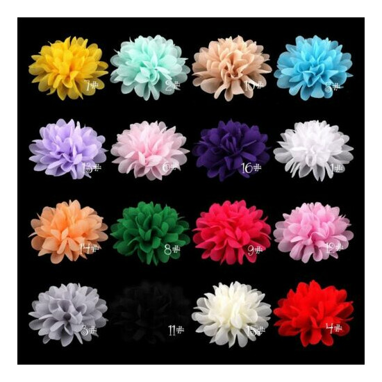 120pcs 4" Fluffy Artificial Fabric Chiffon Flower For Hair Accessories  image {1}
