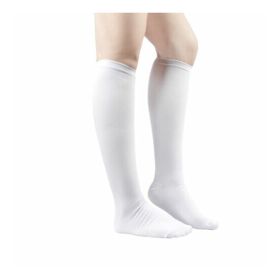 Compression Socks Calf Foot Knee Pain Relief Support Stockings White L/XL 3 Pair image {3}