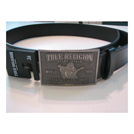 True Religion Men's Black Concert Ticket Belt 34 image {1}