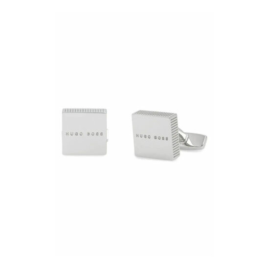 hugo boss edward cuff links Square Logo silver With Gift Box  image {2}