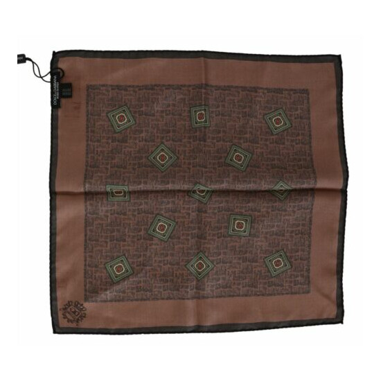 DOLCE & GABBANA Scarf Brown Patterned Silk Square Handkerchief 32cm x 30cm $300 image {2}