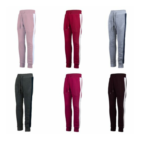 Kids Trousers Warm Boys Tracksuit Bottoms Girls Side Stripped Joggers 3-14 Y image {1}