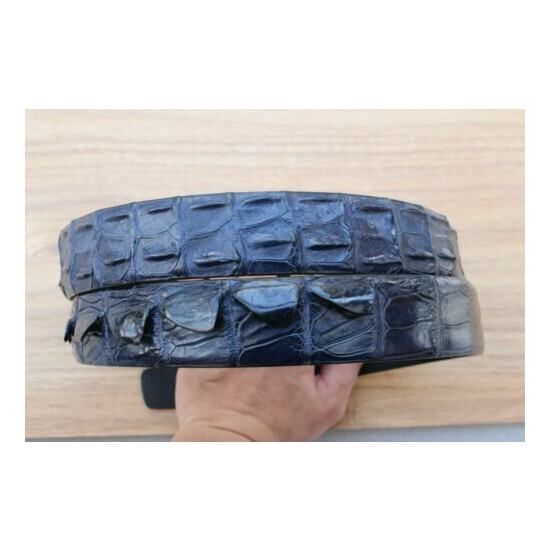 No Jointed - Dark Blue Genuine CROCODILE LEATHER Skin Men's Belt - W 1.3" image {5}