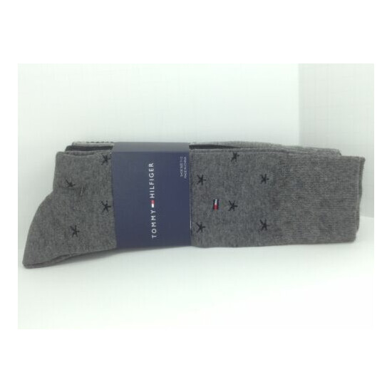 Men's TOMMY HILFIGER Gray Black STARFISH 73% COTTON Dress Socks. 4 Pack.$36 MSRP image {5}