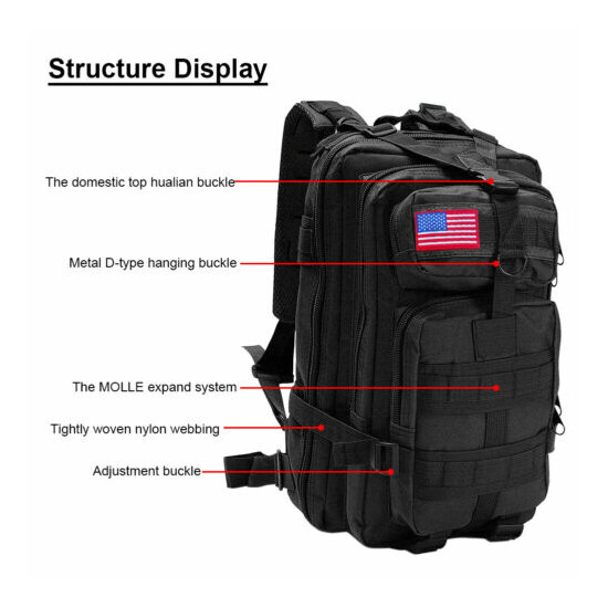 30L Outdoor Military Molle Tactical Backpack Rucksack Camping Bag Travel Hiking image {4}