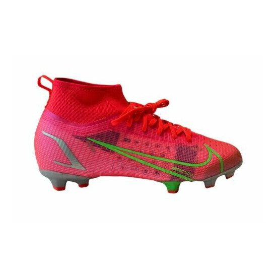 Nike JR Mercurial Superfly 8 PRO FG Cleats CV0804-600 YOUTH Size 5Y Red Silver image {1}