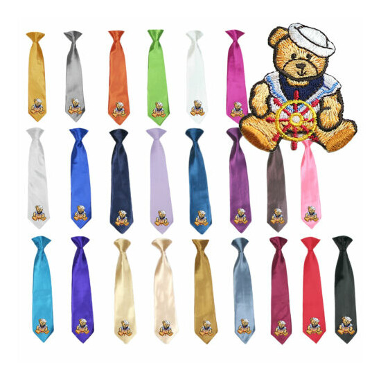 23 Color Stain Solid Clip-on Sailor Bear Necktie Boys Formal Suits Newborn - 7 image {1}